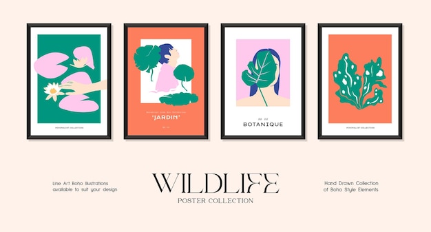 Wildlife minimalistic print poster collection