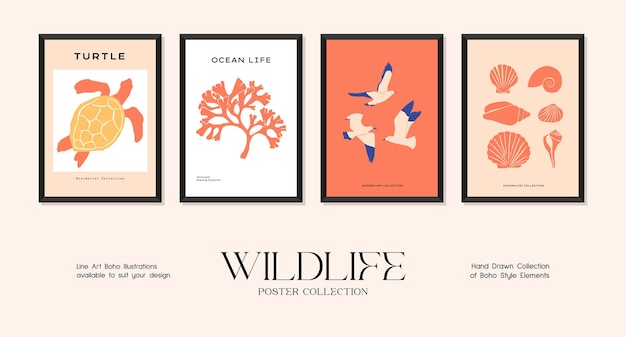 Wildlife minimalistic print poster collection