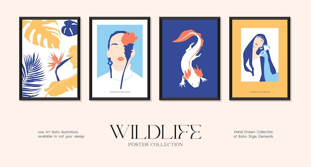 Wildlife minimalistic print poster collection