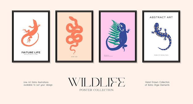 Wildlife minimalistic print poster collection