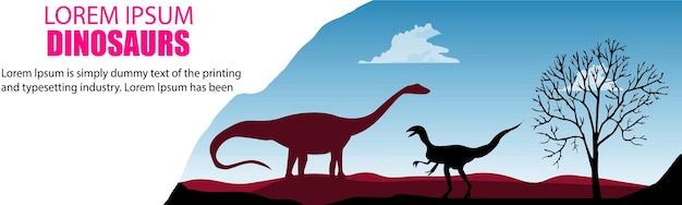 Wildlife with dinosaurs Prehistoric illustration with extinct animals Vector