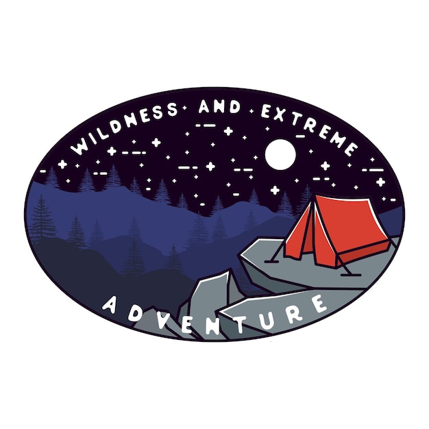 Wildness And Extreme Adventure Monoline Badge Design