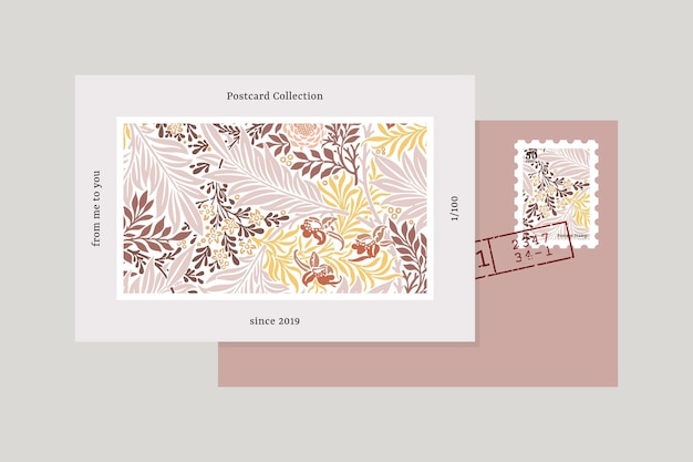 Vector william morris pattern postcard vector