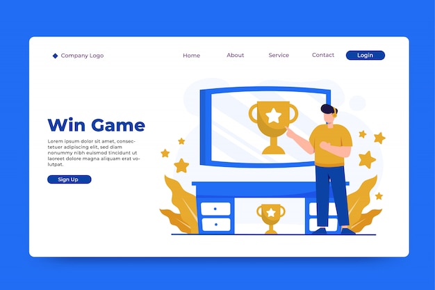 win game concept landing page template