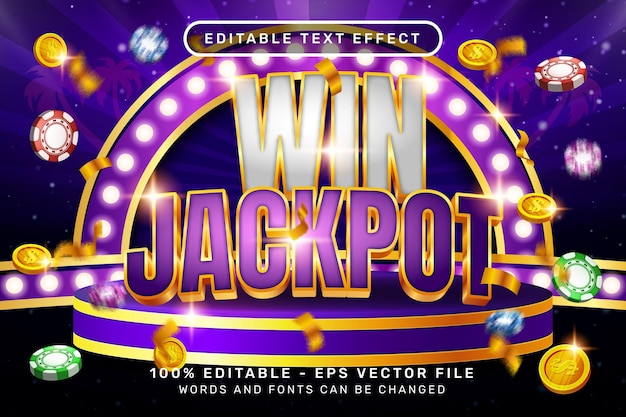 win jackpot 3d text effect and editable text effect