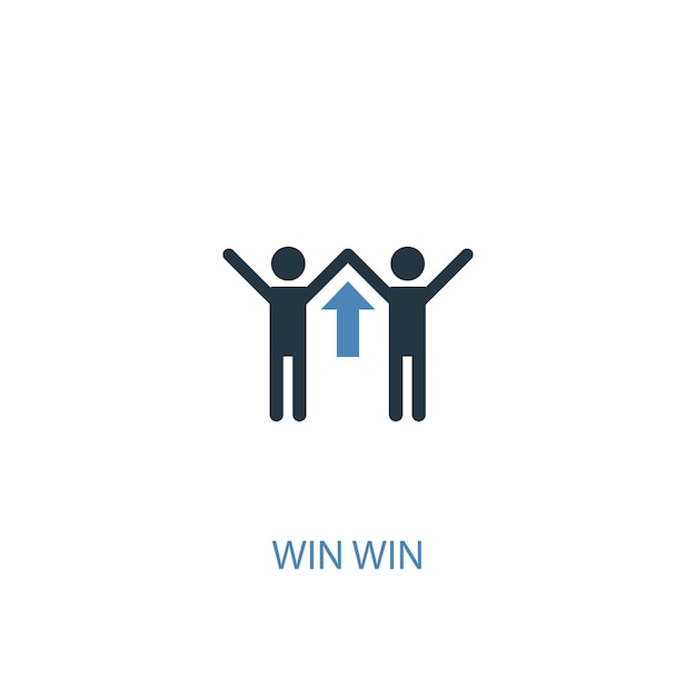 Win win concept 2 colored icon. Simple blue element illustration. win win concept symbol design. Can be used for web and mobile UI/UX