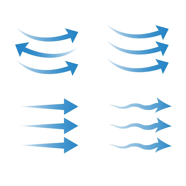 Vector wind arrow illustrations set of arrows in blue color