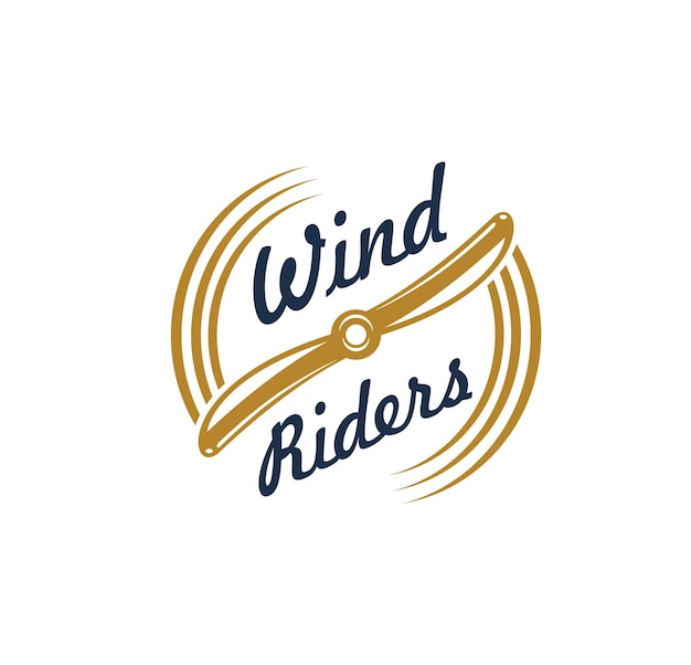 Wind riders aviation club icon with propeller