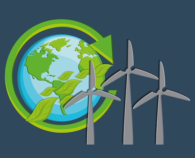 wind turbine alternative energy source eco friendly icons