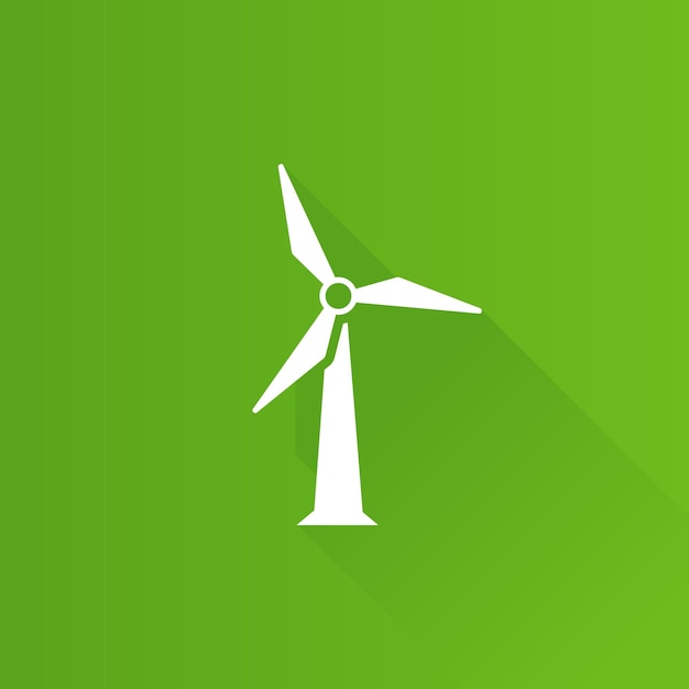 Vector wind turbine flat color icon long shadow vector illustration