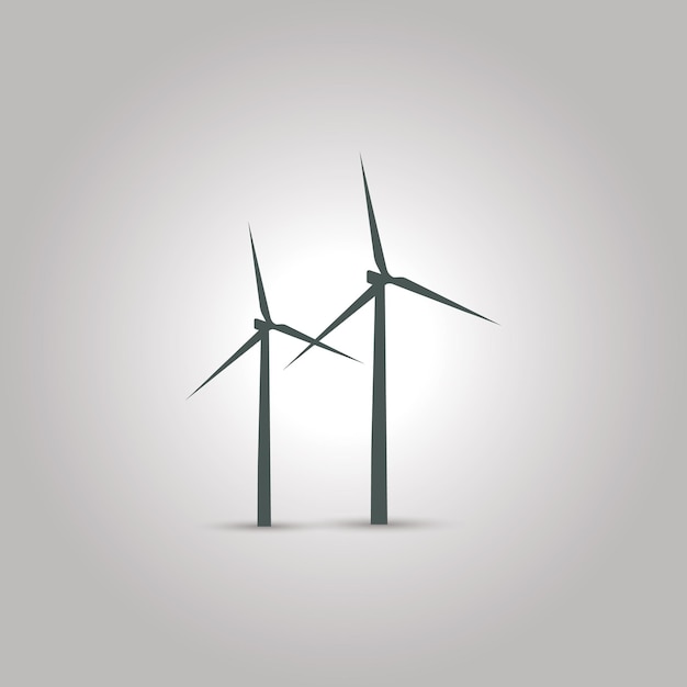 Wind turbine power icon. Windmill silhouette logo vector design template