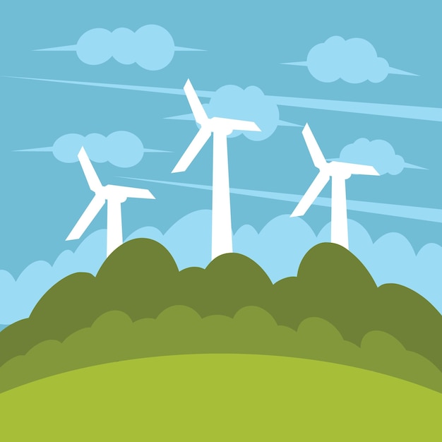 Wind Turbines Isolated Background