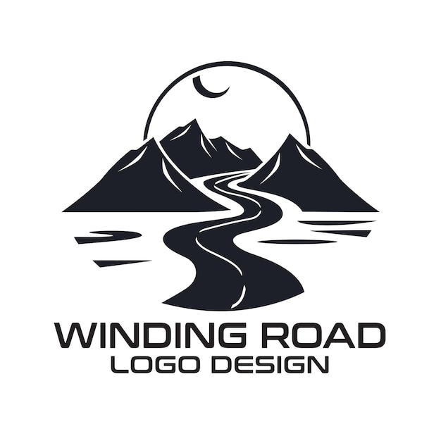 Winding Road Vector Logo Design