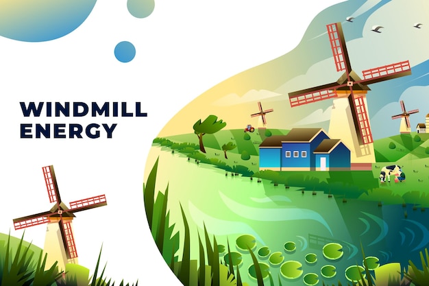 Windmill Energy - Vector Illustration