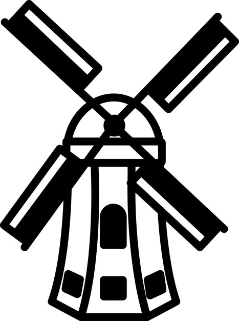 Windmill glyph and line vector illustration