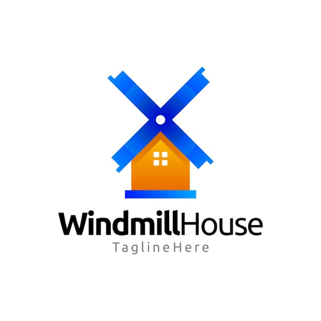 Windmill house gradient logo design