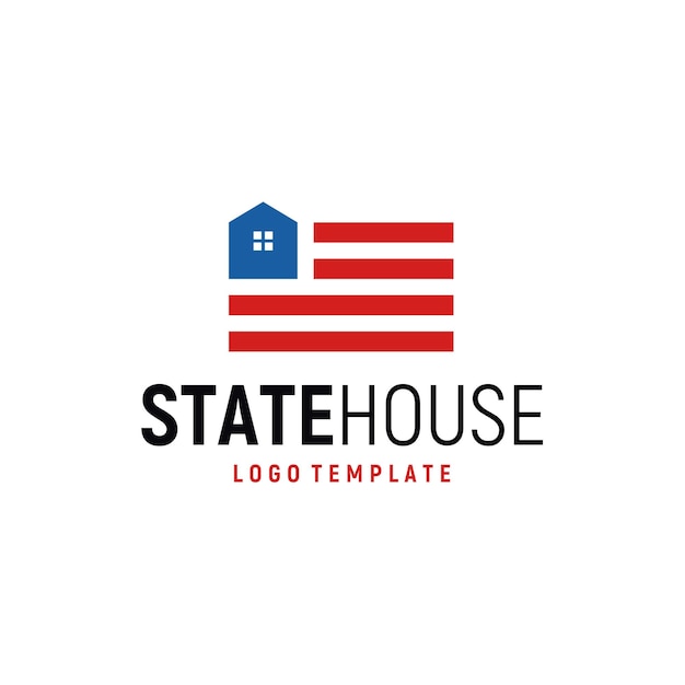 Window House National State Flag symbol for Army Garage or Veteran Home Residential Real Estate Logo