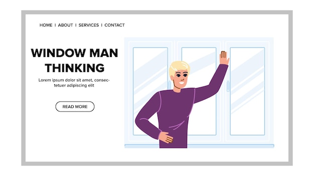 Window man thinking vector