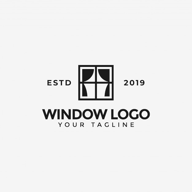 Window With Curtain Logo  Template