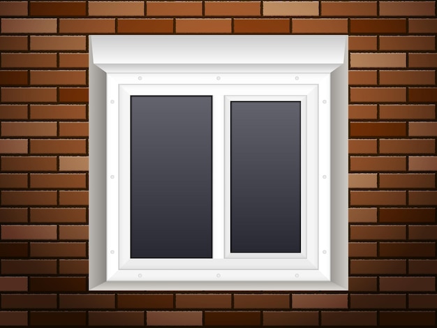 Windows on brick wall