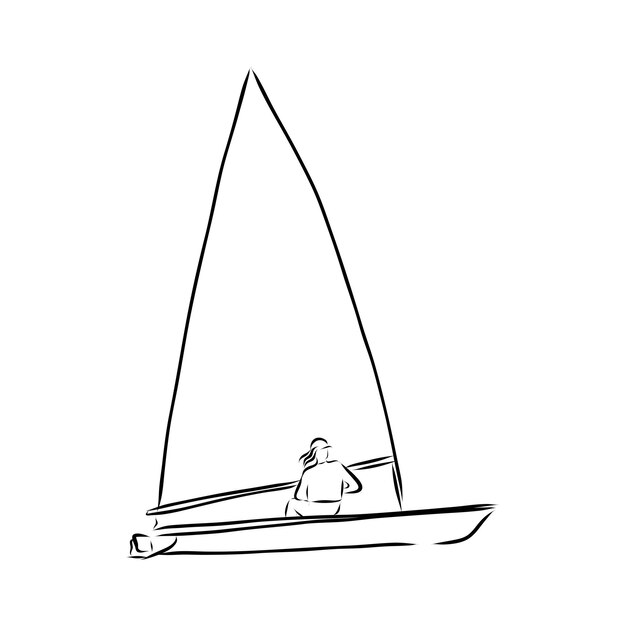 Windsurfing and windsurfer on waves Hand drawn sketch Extreme and water beach