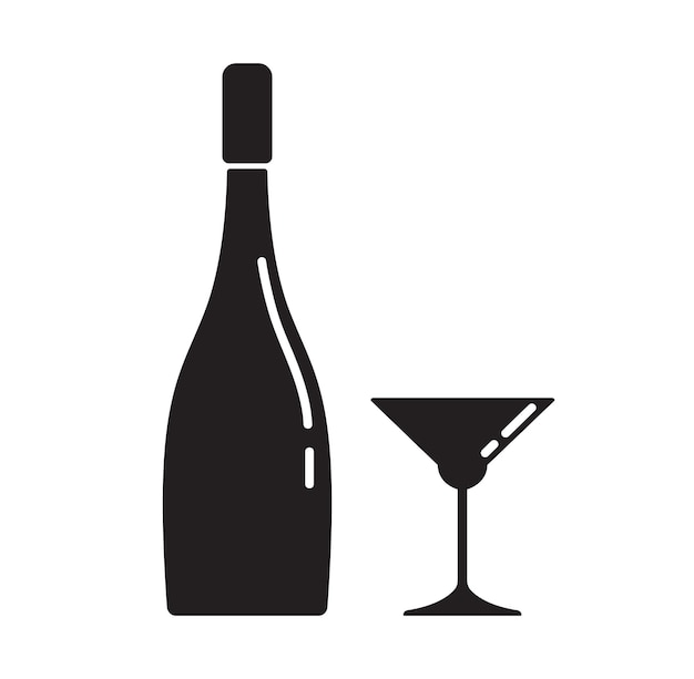 wine bottle and glass vector illustration