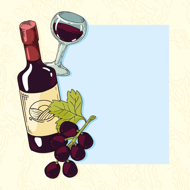 Wine bottle and grapes with cup