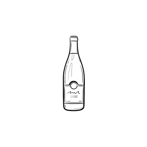 Wine bottle hand drawn outline doodle icon. Vector sketch illustration of champagne bottle of wine for print, web, mobile and infographics isolated on white background.