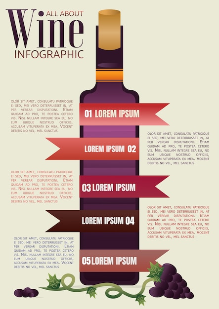 Wine bottle Infographic with tag