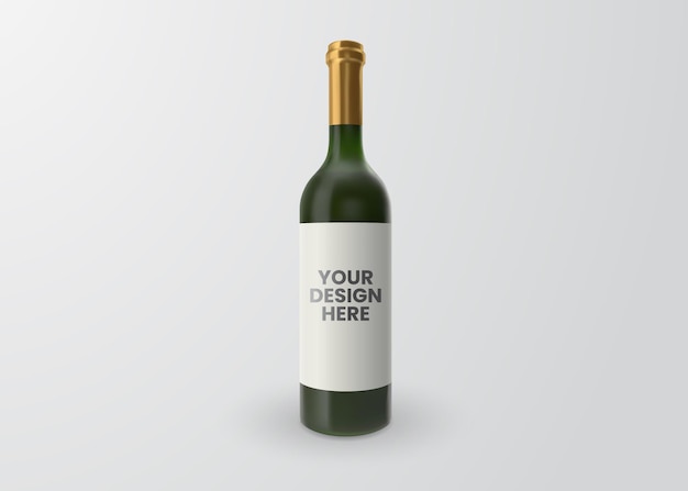 wine bottle mockup with white background illustration