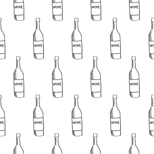 wine bottle seamless pattern isolated on white background