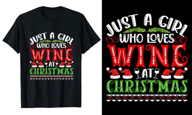 Wine at Christmas typography Tshirt Design