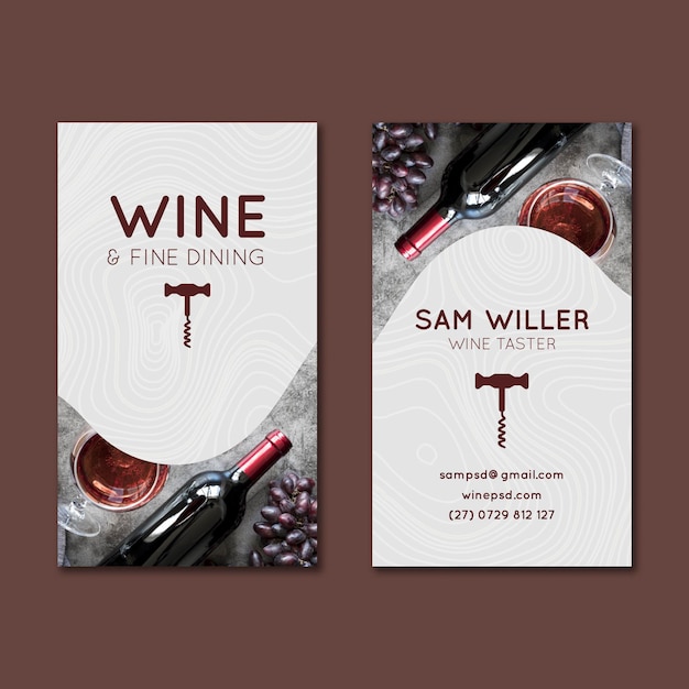 Vector wine double-sided vertical business card