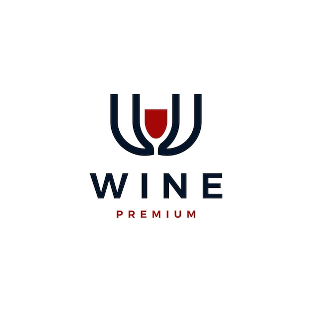 Wine Glass Initial Letter W Negative Space Logo Design Inspiration