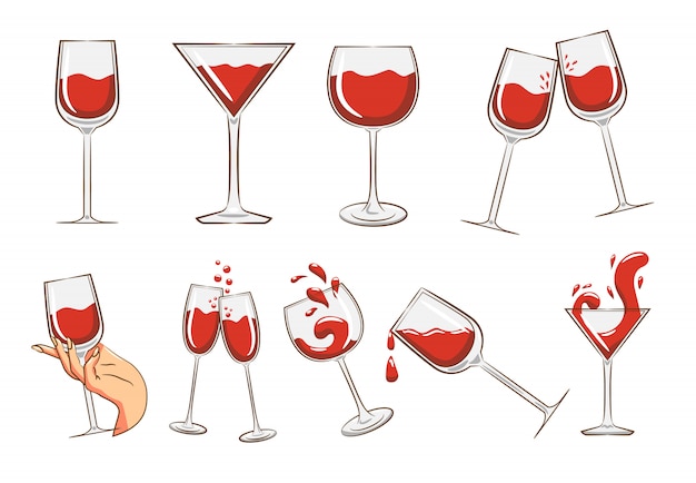 Wine glass  set clipart 