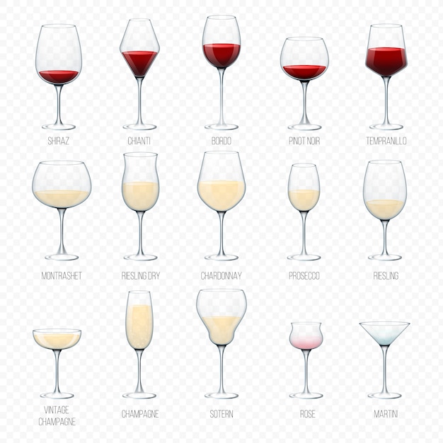 Wine glass winery alcohol drink and red beverage wineglass in bar restaurant illustration set of glassware champagne bordo liquid cocktail isolated on white background