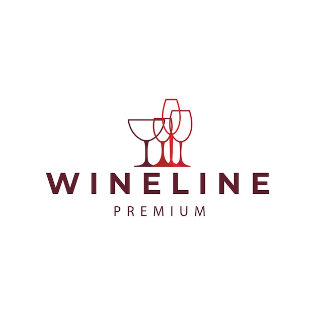 Wine glass with line style logo vector icon symbol illustration design