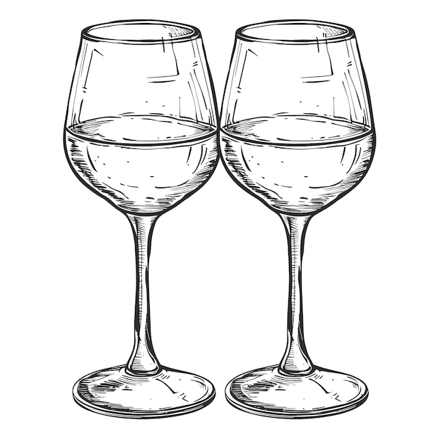 Wine Glasses Cartoon Isolated On Transparent PNG HD