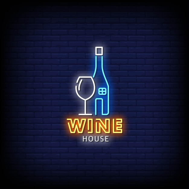 Wine House Logo Neon Signs Style Text  