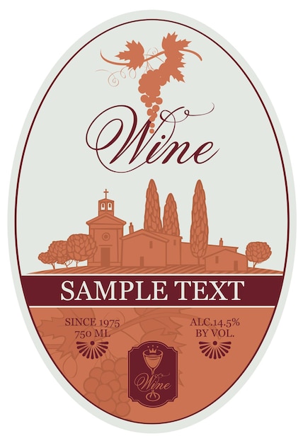 Wine label with bunch of grapes