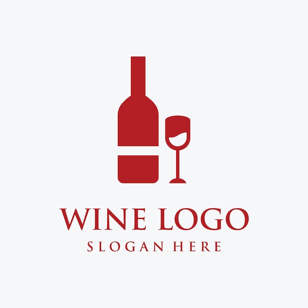 Wine logo template design with wine glasses and bottlesLogo for nightclub bar and wine shop