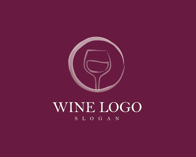 Wine Logo in White Circle for Company vector and editable