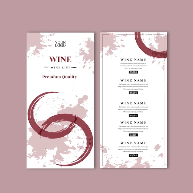 Vector wine menu template