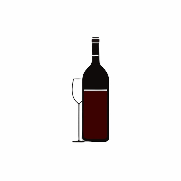 Wine one vector silhouette illustration isolated on a white background