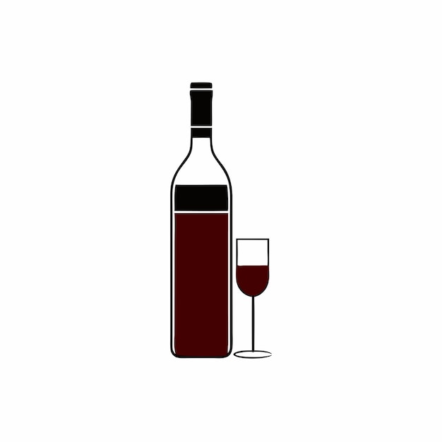 Wine one vector silhouette illustration isolated on a white background