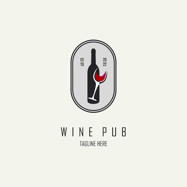 wine pub bar logo design template for brand or company and other