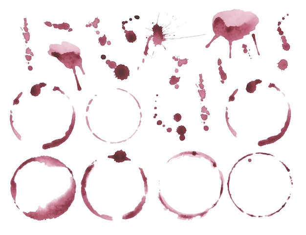 Wine stain watercolor clipart collection Wine splash illustrati