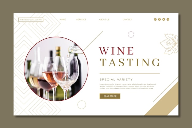 Vector wine tasting ad template landing page