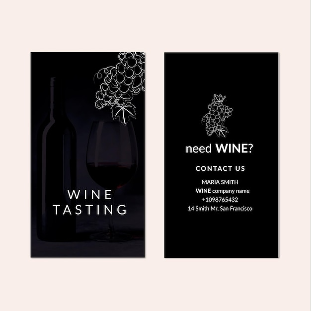 Wine tasting vertical business card template