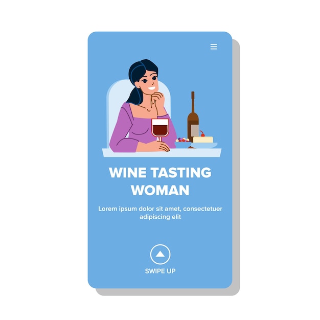 Wine tasting woman vector